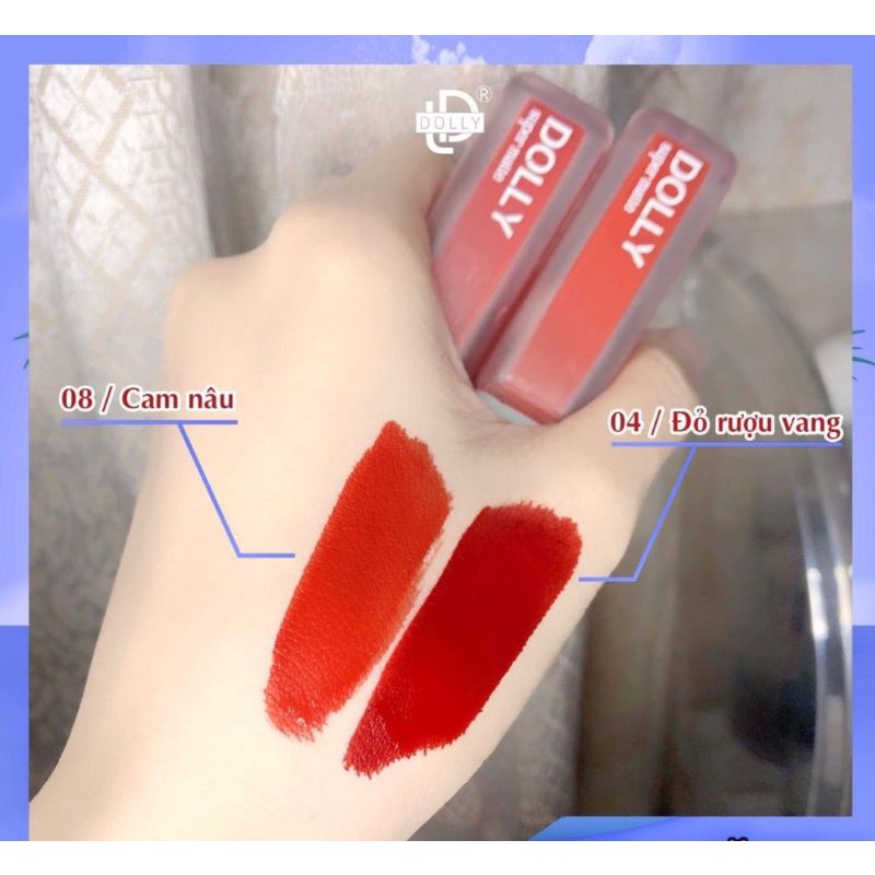 Son Kem Lì Dolly Super Matte Không Chì Màu Đỏ Rượu Vang [4]