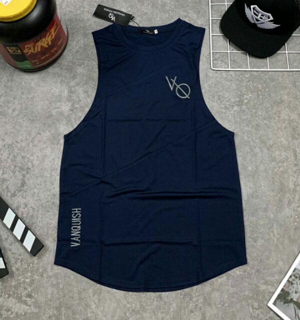 Tanktop ba lổ gym VQ thêu xịn đẹp thun lạnh mát mẽ