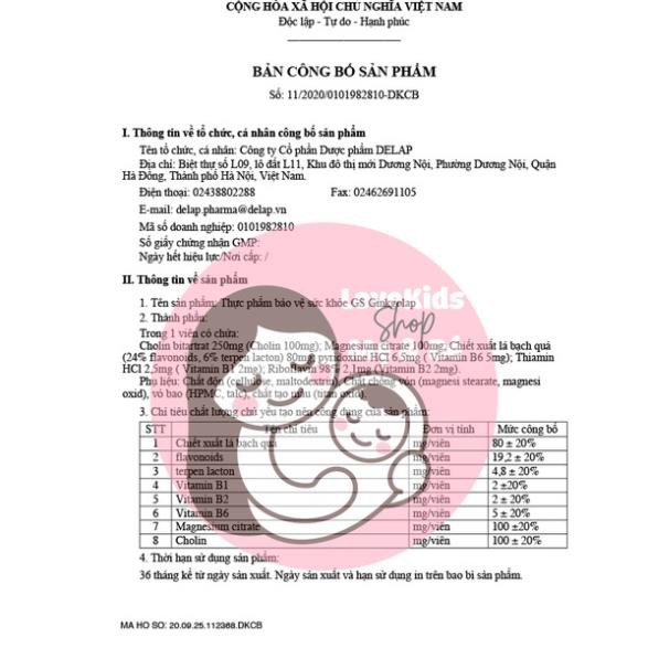 Giảm trí nhớ kém, tăng cường lưu thông lên não, tăng cường hoạt động não - GS Ginkgolap -