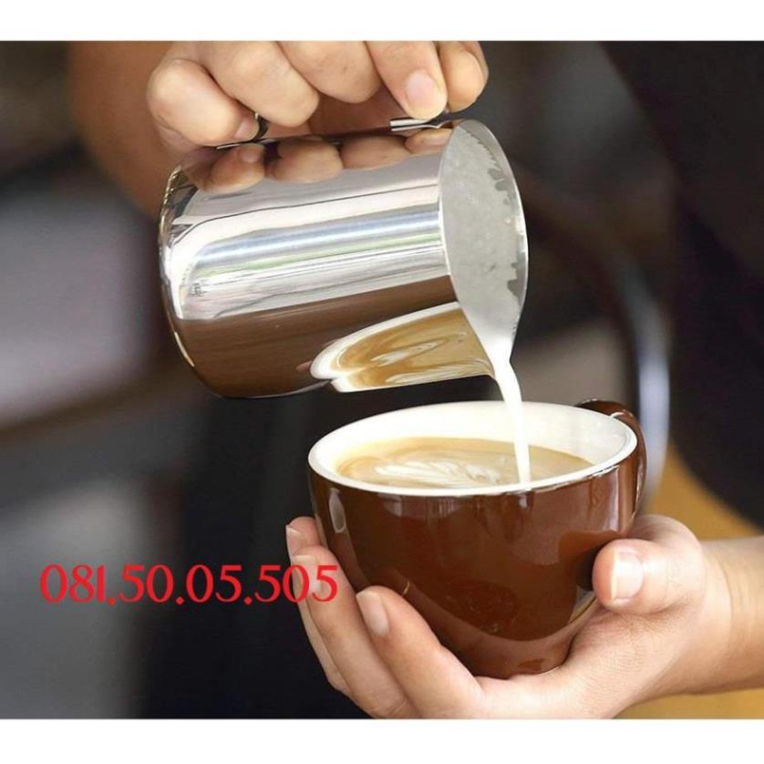 Ca đánh sữa inox có vạch chia 350ml - 550ml - 1 Lít, Lọ rắc bột inox, Bút vẽ latte, Tạo bọt cà phê, Khuôn capu Pb229