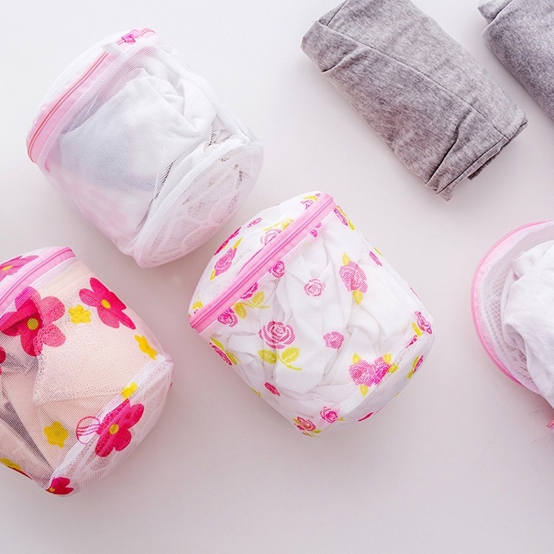 Túi Lưới Giặt Đồ Lót Có Khóa Kéo In Họa Tiết Dễ Thương