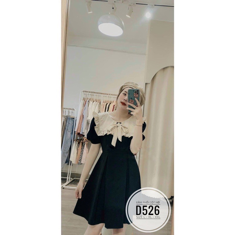 [Mã FATHANG5 giảm 10K đơn 50K] Bigsize Đầm phối cột nơ D526 | BigBuy360 - bigbuy360.vn