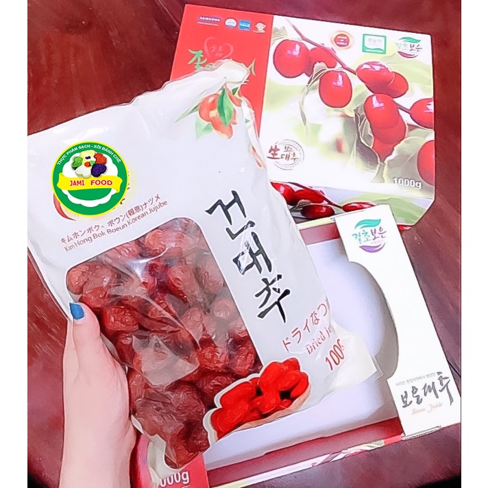 Táo Đỏ Khô Thượng Hạng Hàn Quốc Hộp 1KG Dùng Để Hầm Gà/ Nấu Chè/ Chưng Yến