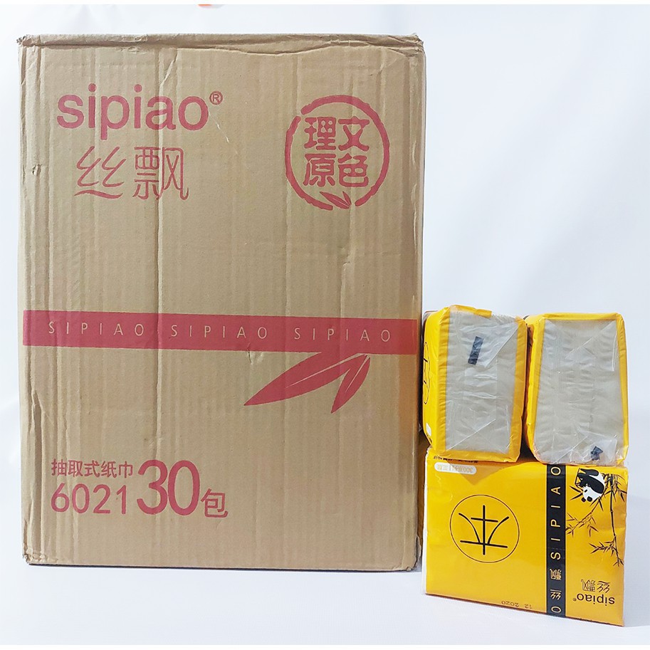 Giấy ăn gấu trúc Sipiao thùng 30 gói siêu dai mền mịn