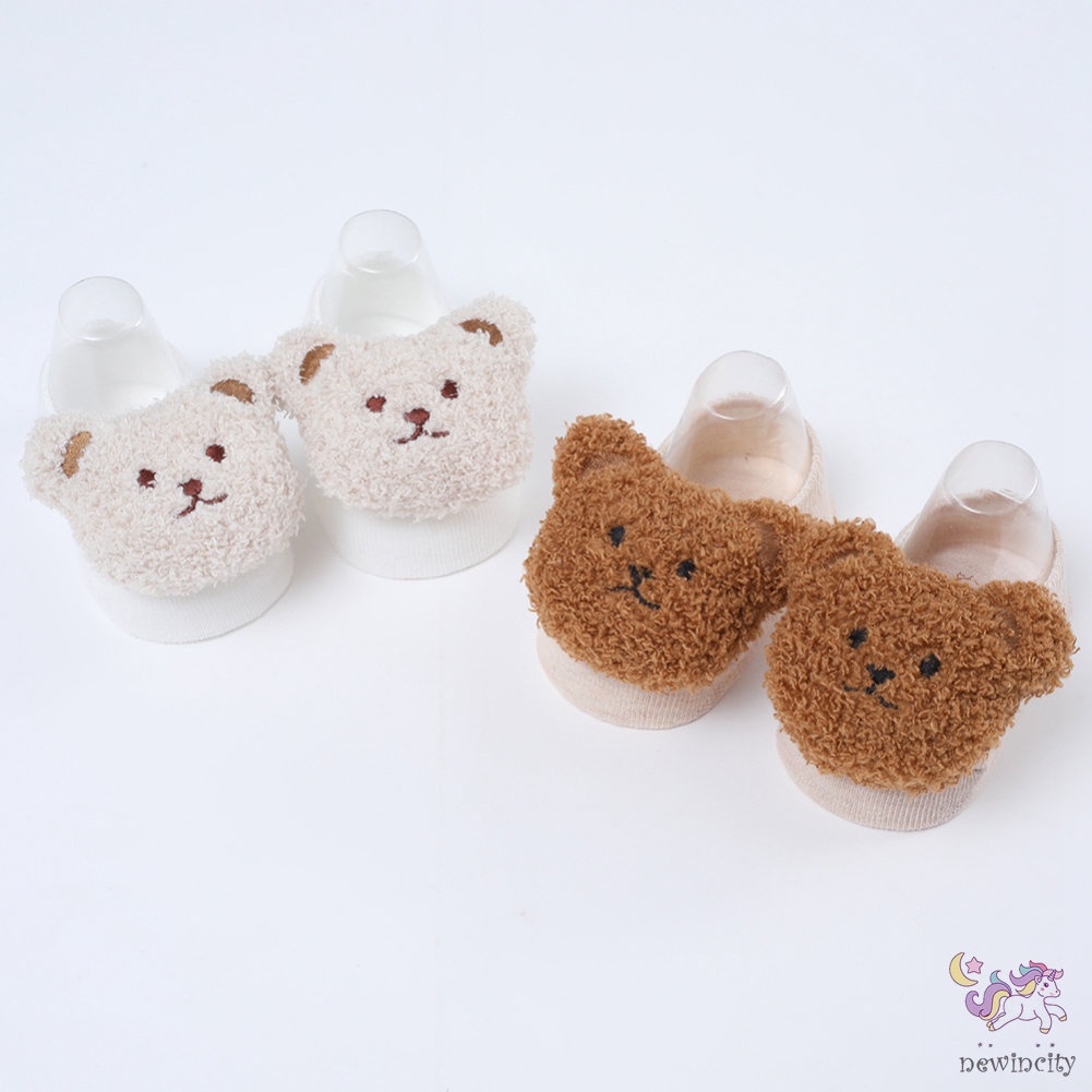 Tất Chống Trượt Hình Gấu Hoạt Hình Phong Cách Hàn Quốc Cho Trẻ Em