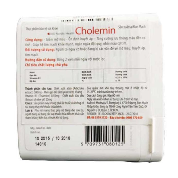 {Đan Mạch} CHOLEMIN – Hỗ trợ ổn định huyết áp và tăng cường sức khỏe tim mạch (hộp 60 viên)
