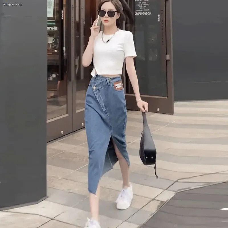 Chân Váy Jeans Xẻ Tà Thời Trang Cho Nữ