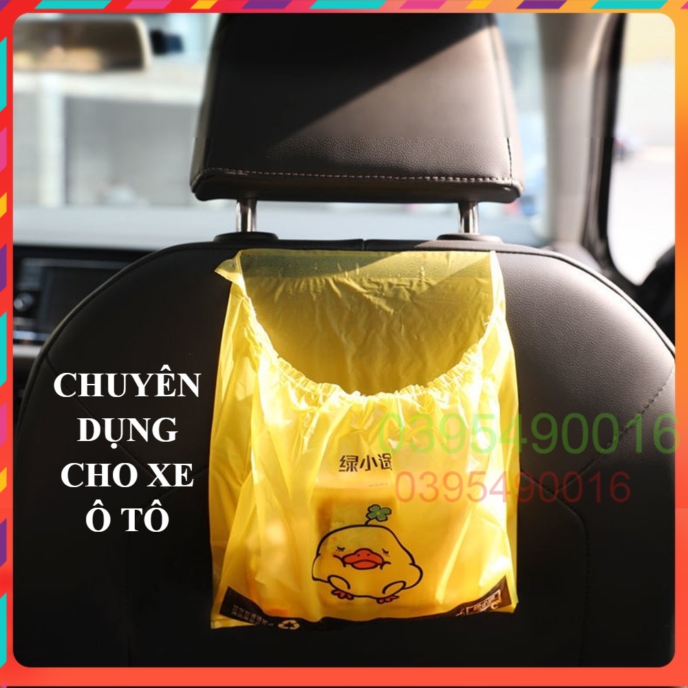 Bịch 60 túi đựng rác dán miệng VỊT VÀNG cho xe hơi văn phòng nhà bếp, túi nôn khi đi ô tô tàu xe tiện lợi, Đựng vỏ bánh