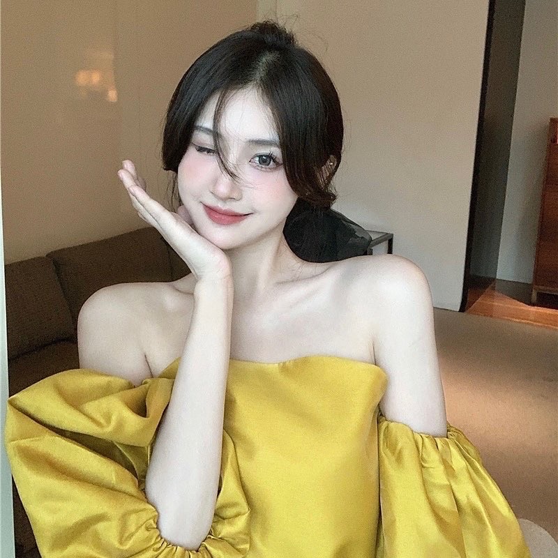 ÁO TRỄ VAI MÀU VÀNG SANG CHẢNH ULZZANG CHICGIRL
