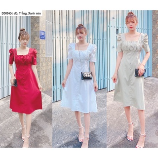 D508 ĐẦM COTTON XẾP LY NÚT BỌC