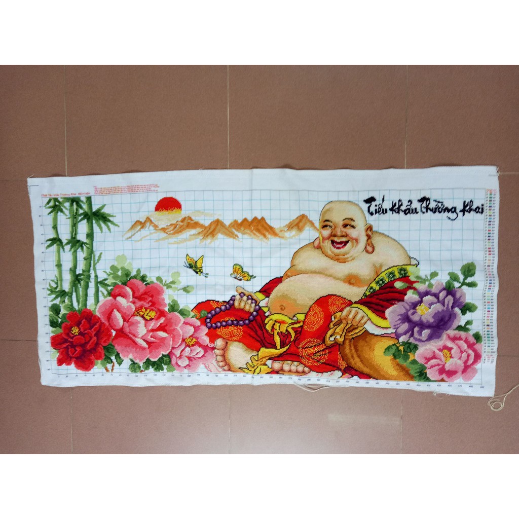 Tranh thêu chữ thập Phật Di Lặc KT:118x57cm ( chưa thêu)