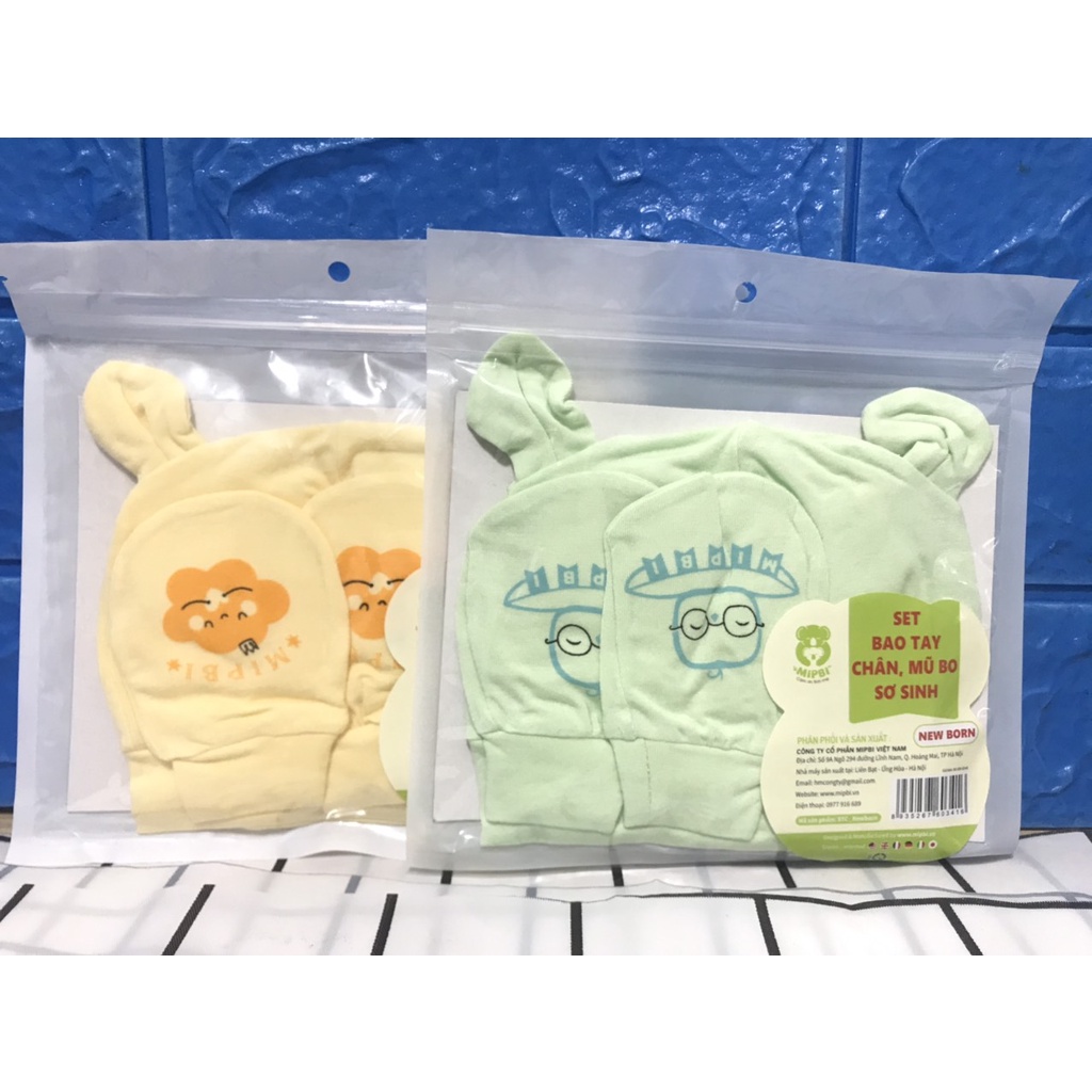 Set Mũ, Bao Tay, Bao Chân Mipbi - Đầy Đủ Mũ, Bao Tay, Chân Mipbi Cho Bé Mới Sinh ( New Born) – Mipbi Việt Nam