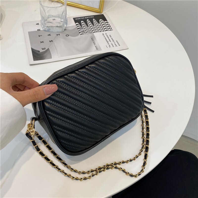 Túi xách JASMIN NOIR da PU hình vuông cỡ nhỏ phối dây đeo sợi xích thời trang cho nữ