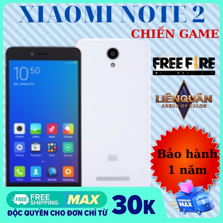 [Sốc] Điện thoại cảm ứng Redmi xiaomi Note 2 bộ nhớ 16gb-Chơi game liên quân,freefire,..-Bảo hành 12 tháng