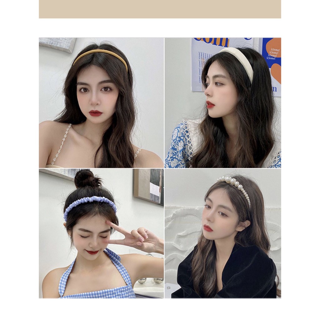Băng đô bờm tóc bằng vải nhiều họa tiết phong cách Hàn Quốc BT4