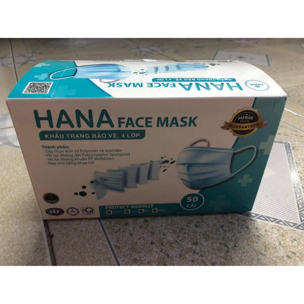 HỘP 50C KHẨU TRANG Y TẾ HANA 4 LỚP ĐỦ MÀU , HÀNG ĐẠT CHUẨN XUẤT CHÂU ÂU