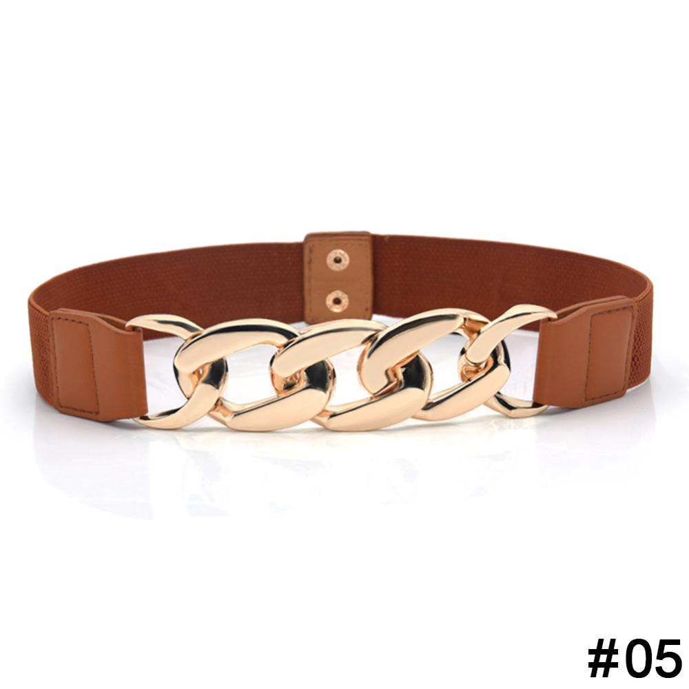 SMARTSIMPLE Women Elastic Wide Waist Belt Ladies Gold Color Chain Dress Belt Coat Sweater Female Waistband G7X8