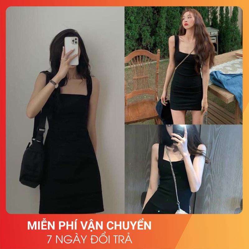 [Ảnh thật] Váy hai dây bản to co giãn cổ vuông 24APRIL 🌸 Váy 2 dây basic hottrend