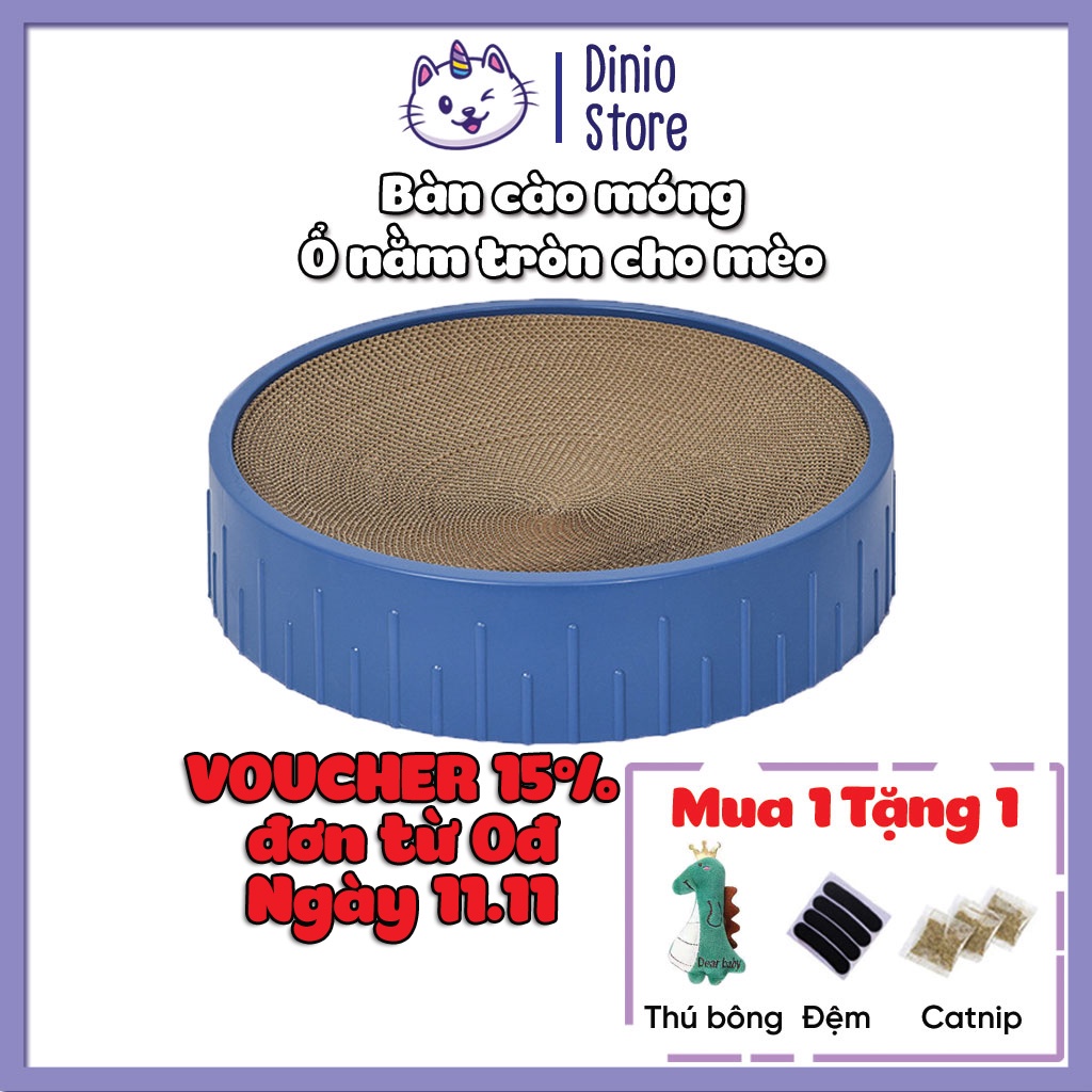 Bàn cào móng cho mèo KIÊM Ổ NẰM tròn Diniostore cào móng và ổ nằm