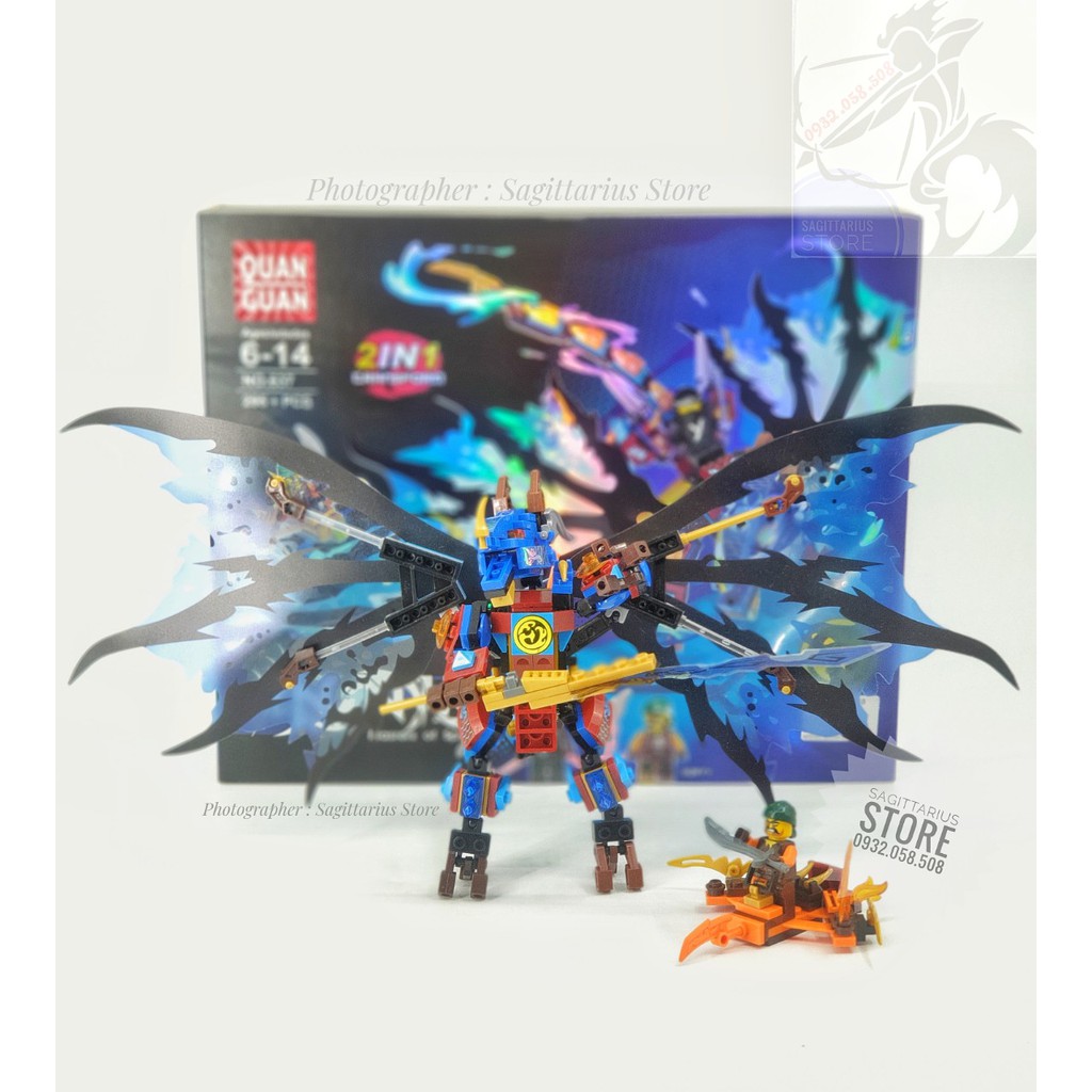 Combo 4 Hộp Lego Lắp Ráp Robot Rồng Bay NinjaGo 2 in 1 - Quan Guan 634 ~ 637