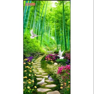 Tranh 3D dán kính 2 mặt phong cảnh rừng trúc