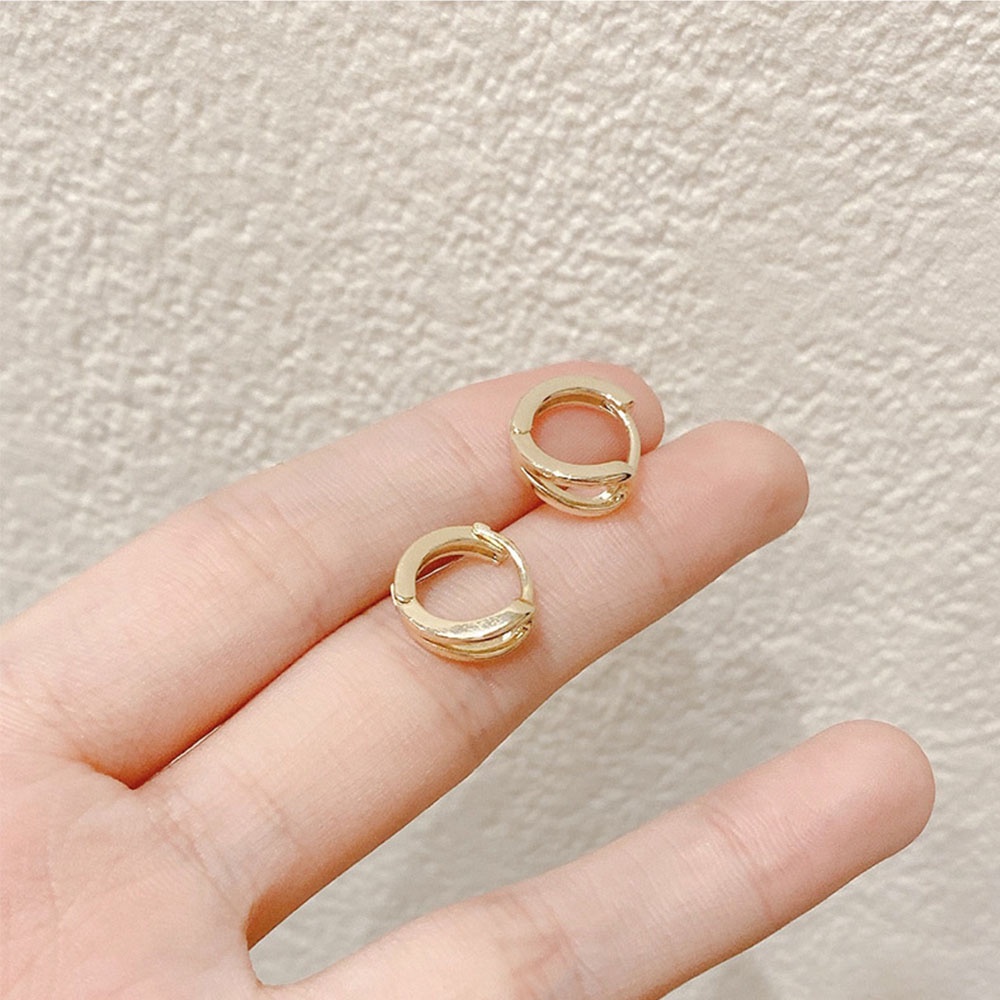 Bông tai hình tròn bằng kim loại thiết kế đơn giản thời trang cho nữ