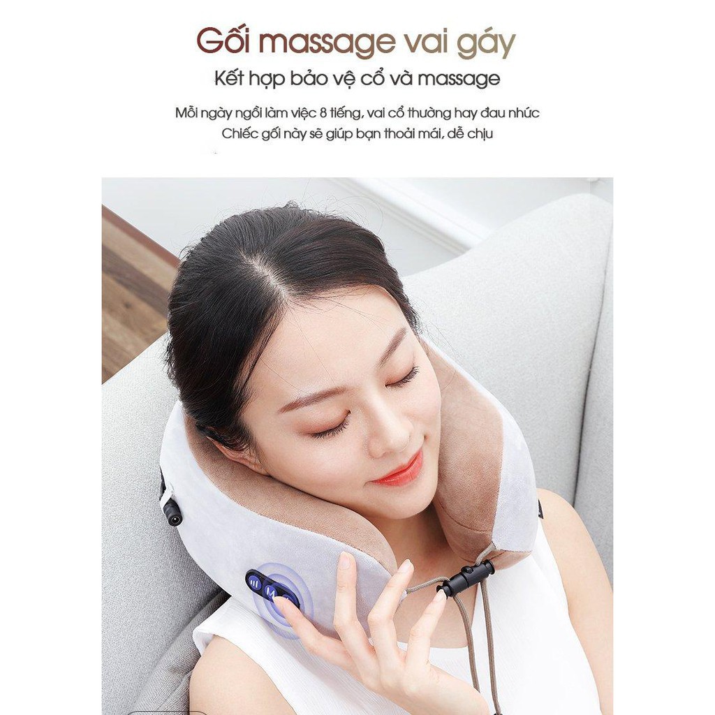 Gối massage cổ vai gáy U-shaped chính hãng [Chuyên dụng cho dân VP]