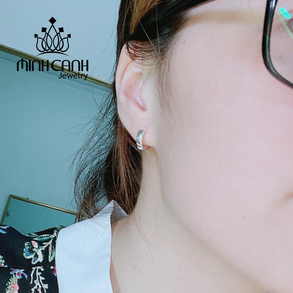 Khuyên Tai Bạc Tròn Khoá Bấm Bản Dày - Minh Canh Jewelry