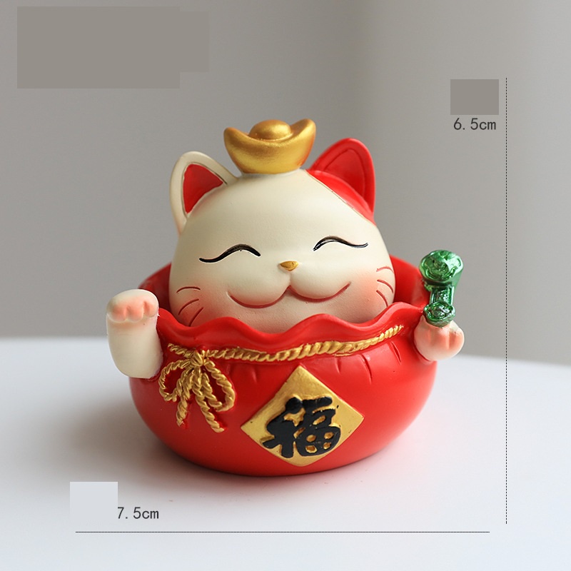 MÈO THẦN TÀI 7cm MÈO MAY MẮN dùng trang trí bàn làm việc, kệ tủ, ô tô
