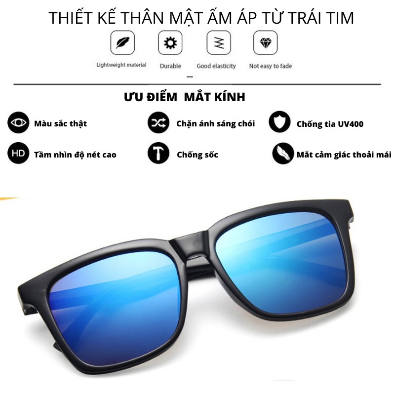 Kính mát nam nữ thời trang mắt râm tráng gương chống tia uv phong cách Hàn Quốc