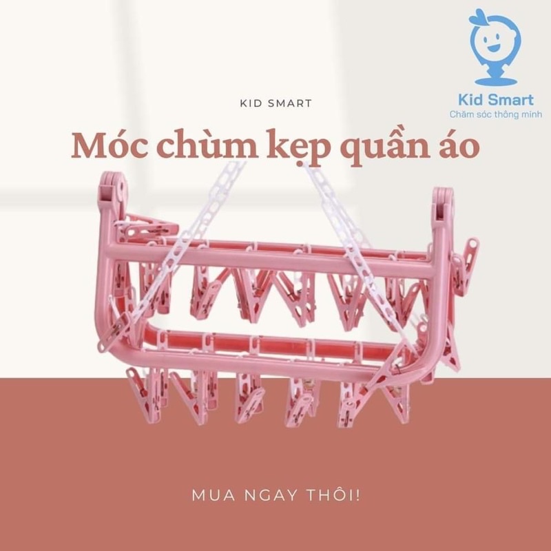 Móc chùm nhựa vuông 32 kẹp phơi tất,đồ lót gấp gọn đa năng