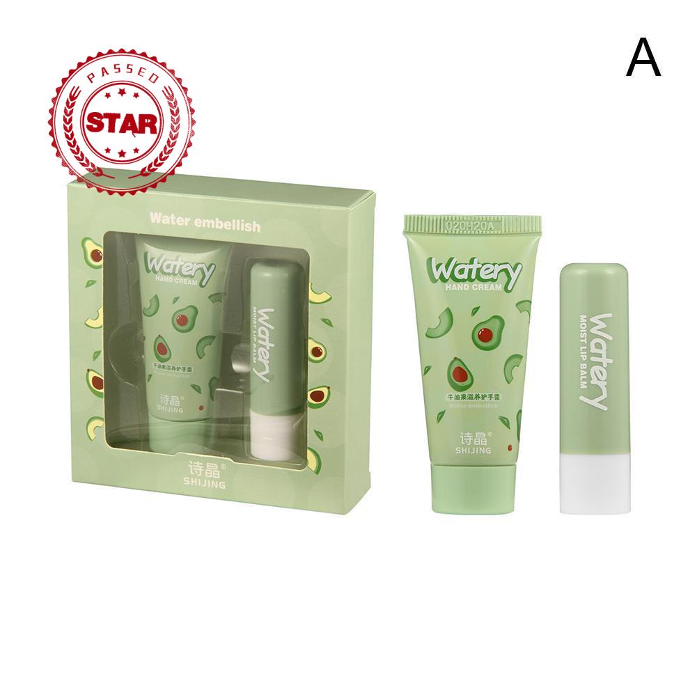 [Hàng mới về] Set 2 tuýp kem dưỡng da tay / môi chiết xuất bơ / dâu tây / đào dưỡng ẩm chống nứt nẻ