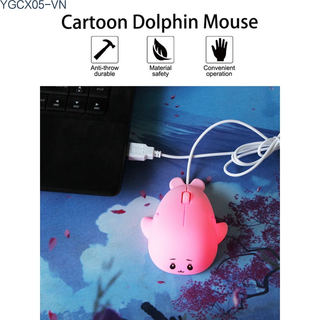 Chuột Máy Tính Có Dây Usb Hình Cá Heo Hoạt Hình 3d Vui Nhộn | BigBuy360 - bigbuy360.vn