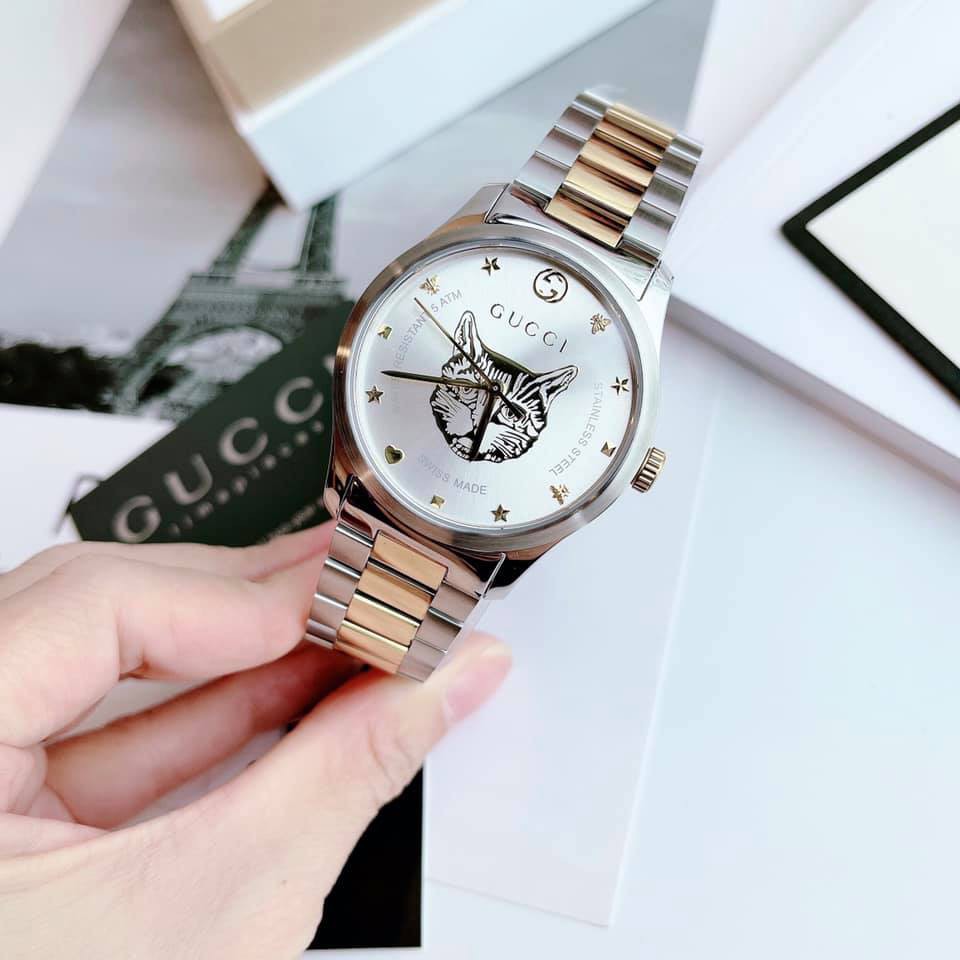 Đồng Hồ Nữ Gucci Timeless Silver Dial Two-tone YA1264074