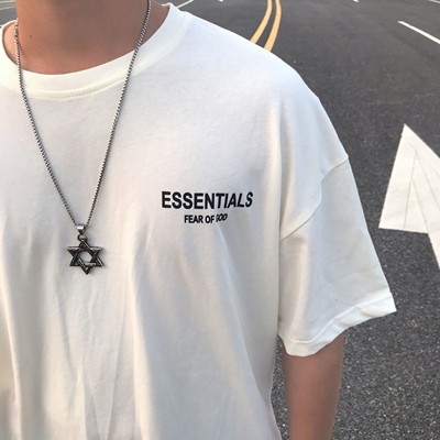FOG FEAR OF GOD ESSENTIALS Double Line California Limited Beach Photo Couple Loose Short Sleeve T-Shirt