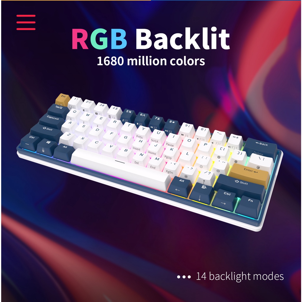 Bàn PhíM Cơ Không Dây Bluetooth 3.0 Và USB C RK61Plus Kludge 2.4G Có ĐèN RGB