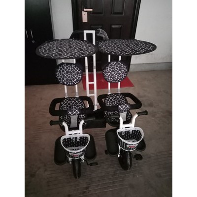 Xe trẻ em đôi xe 3 bánh 2 chỗ ngồi xe đẩy trẻ em sinh đôi