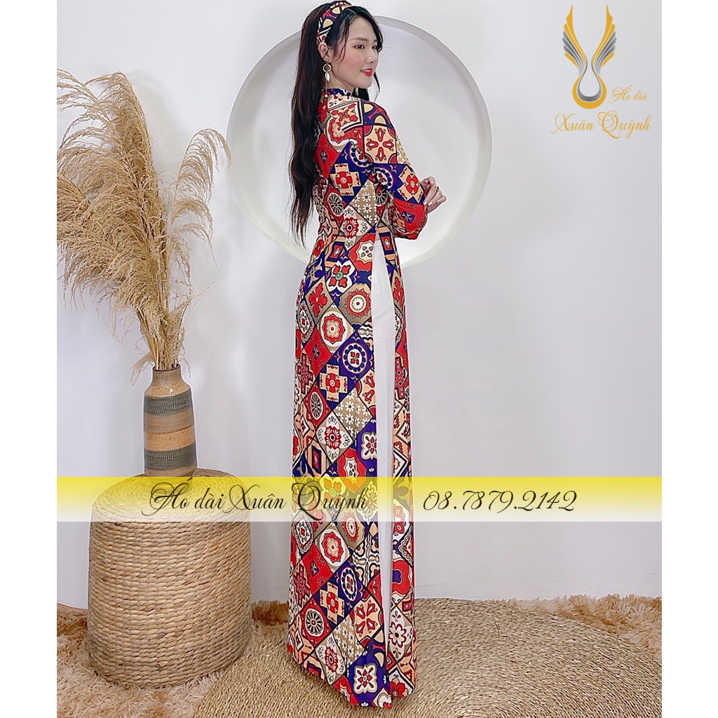 Áo Dài Cô Ba Sài Gòn Trẻ Trung Duyên Dángh Lụa Habutai Tặng Tuban K75 - Áo Dài Xuân Quỳnh