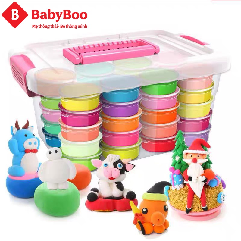 Đất sét tự khô nhật 36 màu Babyboo, Đất nặn an toàn cho bé, siêu nhẹ dễ dàng tạo hình trang trí cho bé