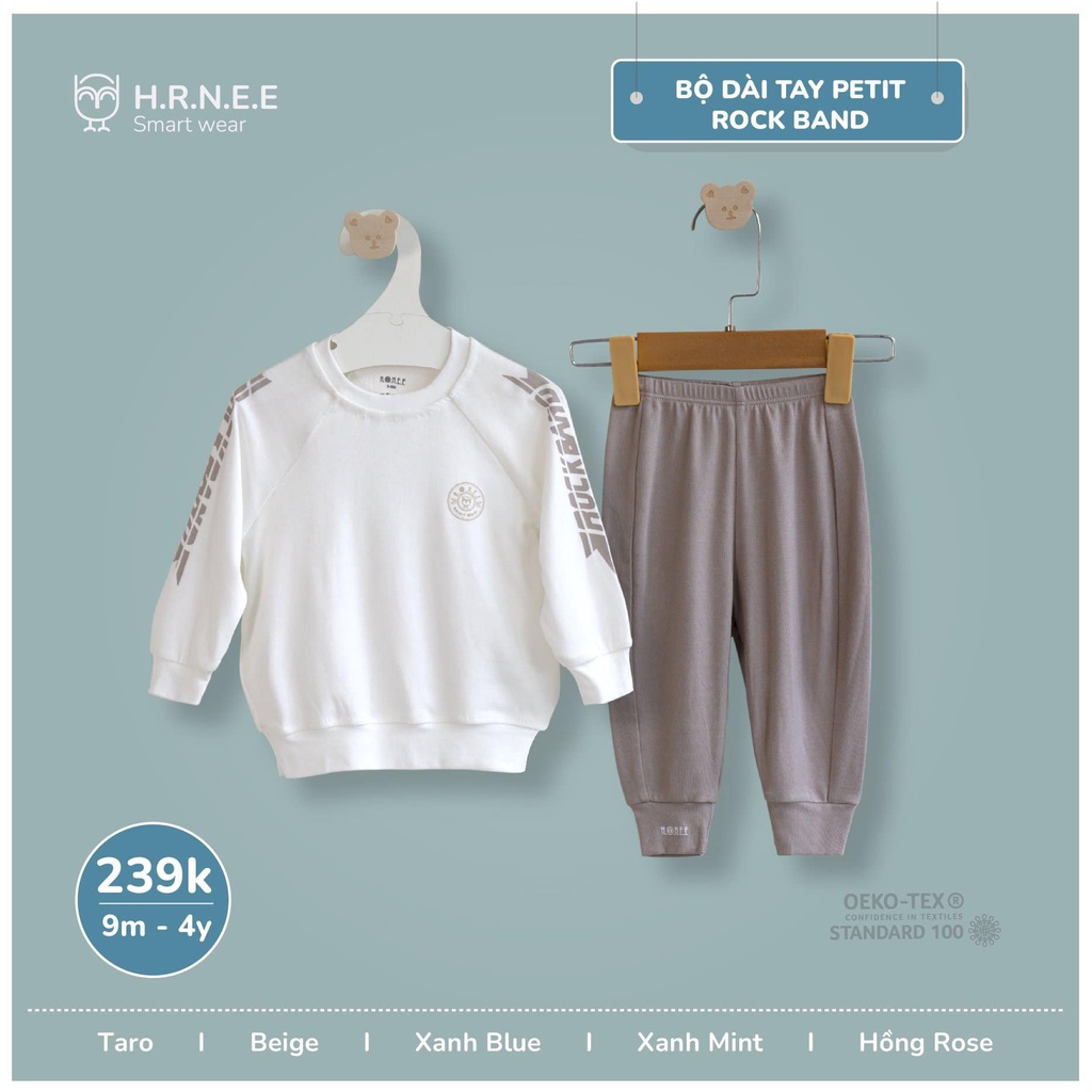 Bộ quần áo dài tay Petit Rock Band Hrnee bé trai 9m-4y