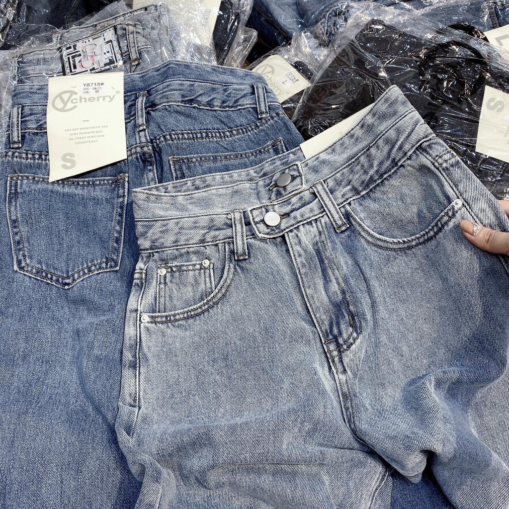 [Mã WASTUP5 giảm 10% tối đa 20K đơn 99K] FS50K_Quần Jeans Nữ Ống Rộng 2 Khuy Chéo Cao Cấp OHS268 | WebRaoVat - webraovat.net.vn