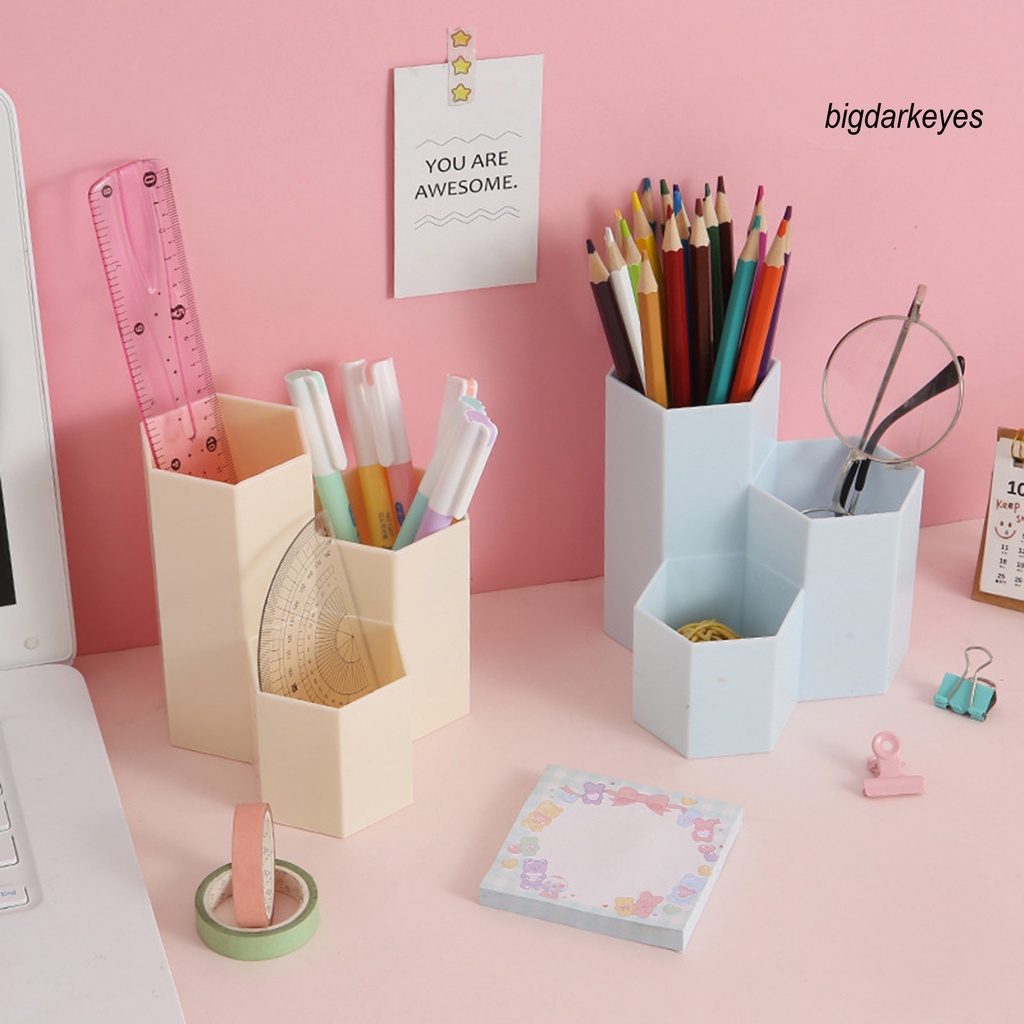 Giá Đỡ Bút Hình Lục Giác 3 Ngăn Bằng Nhựa Tiết Kiệm Không Gian Tiện Dụng