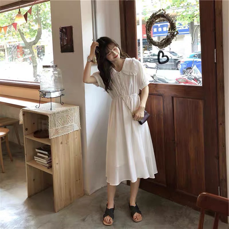 Đầm tiểu thư MẪU MỚI dáng midi cổ viền bèo nhẹ nhàng xinh xắn - Thời Trang VADA (Đ90)