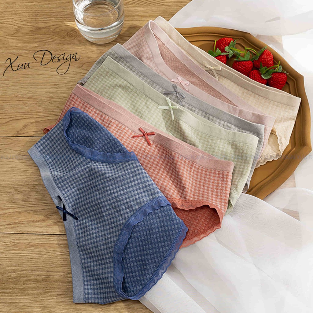 Quần Lót Cotton CARO phối ren nơ, chất liệu co dãn, thấm hút mồ hôi - Xuu Design QC03 | BigBuy360 - bigbuy360.vn