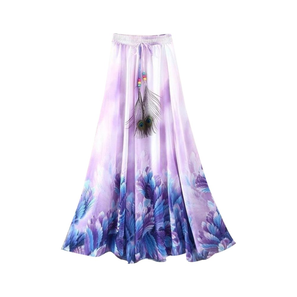 ♥Yên Xe Đạp Địa Hình♥Chân Váy Maxi Chất Chiffon Hoạ Tiết Hoa Phong Cách Bohomian