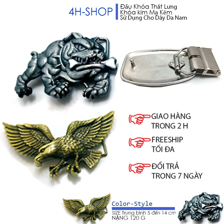Đầu khóa thắt lưng nam da cực độc lạ, khóa bằng loại mạ kẽm chống rỉ tặng kèm đầu nối thắt lưng 4cm phong cách độc đáo.
