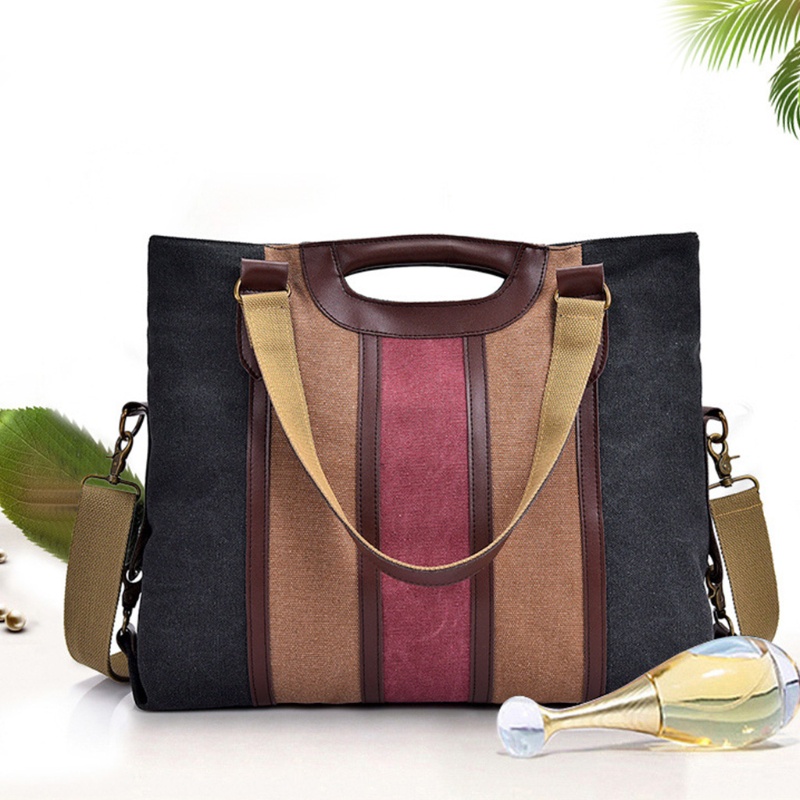 Túi vải Cỡ Lớn Họa Tiết Kẻ Sọc Nhiều Màu Sắc Phong Cách Boho Cổ Điển Thời Trang Cho Nữ