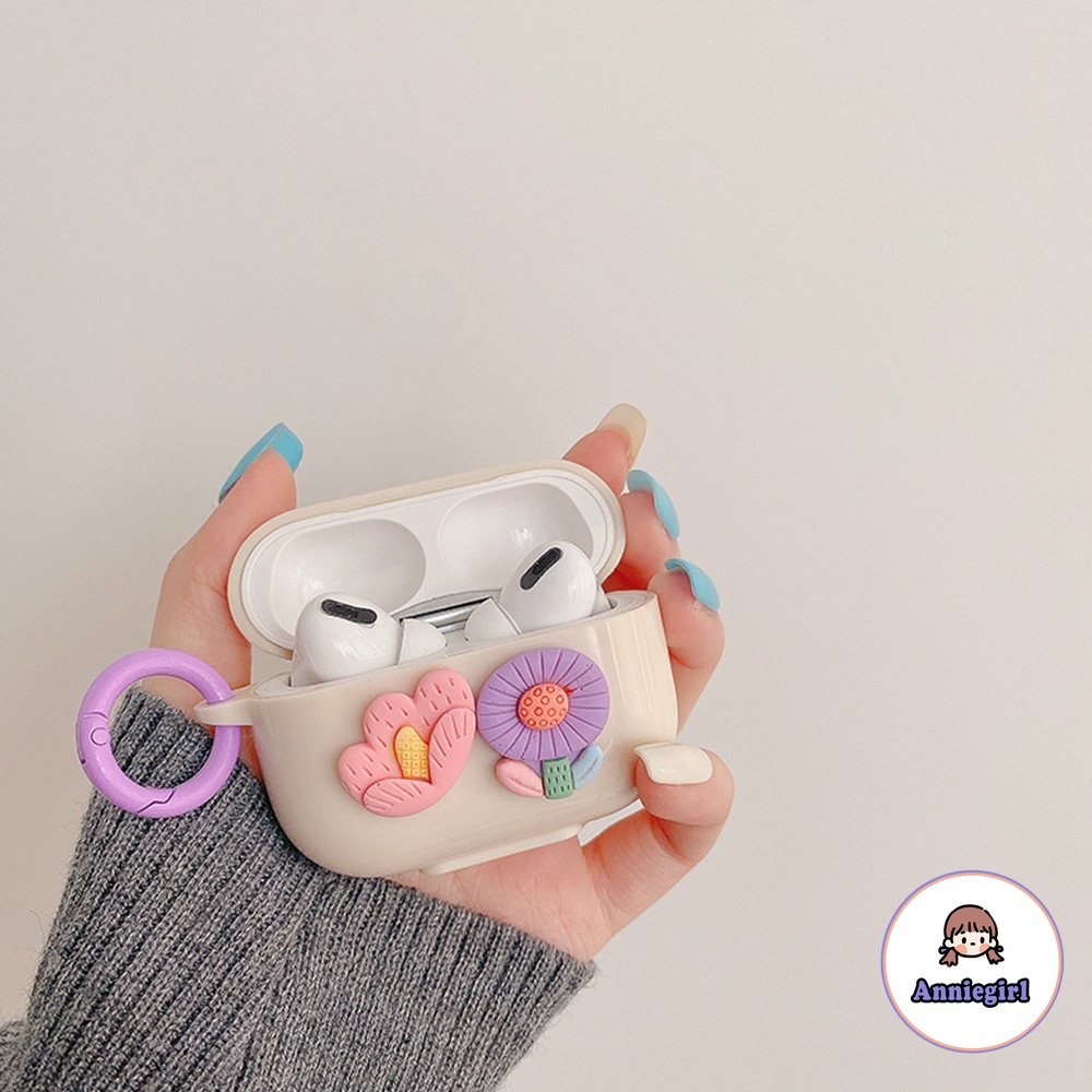 Vỏ Bảo Vệ Hộp Sạc Tai nghe không dây Airpods 1/2/3/pro Hình Hoa Đào Mùa Hè 3D