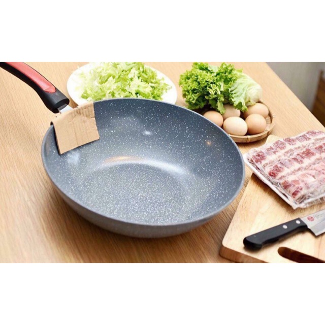 CHẢO VÂN ĐÁ CERAMIC SÂU LÒNG 32CM DÙNG ĐƯỢC TẤT CẢ CÁC LOẠI BẾP