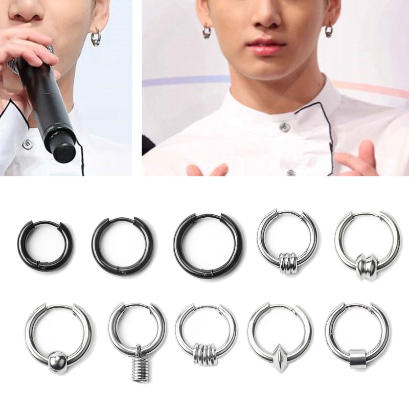 Set 10 Khuyên Tai Tròn Cá Tính Cho Nam Nữ